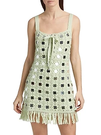 Brinkley Mirror Crochet Fringed Minidress