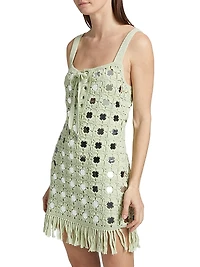 Brinkley Mirror Crochet Fringed Minidress