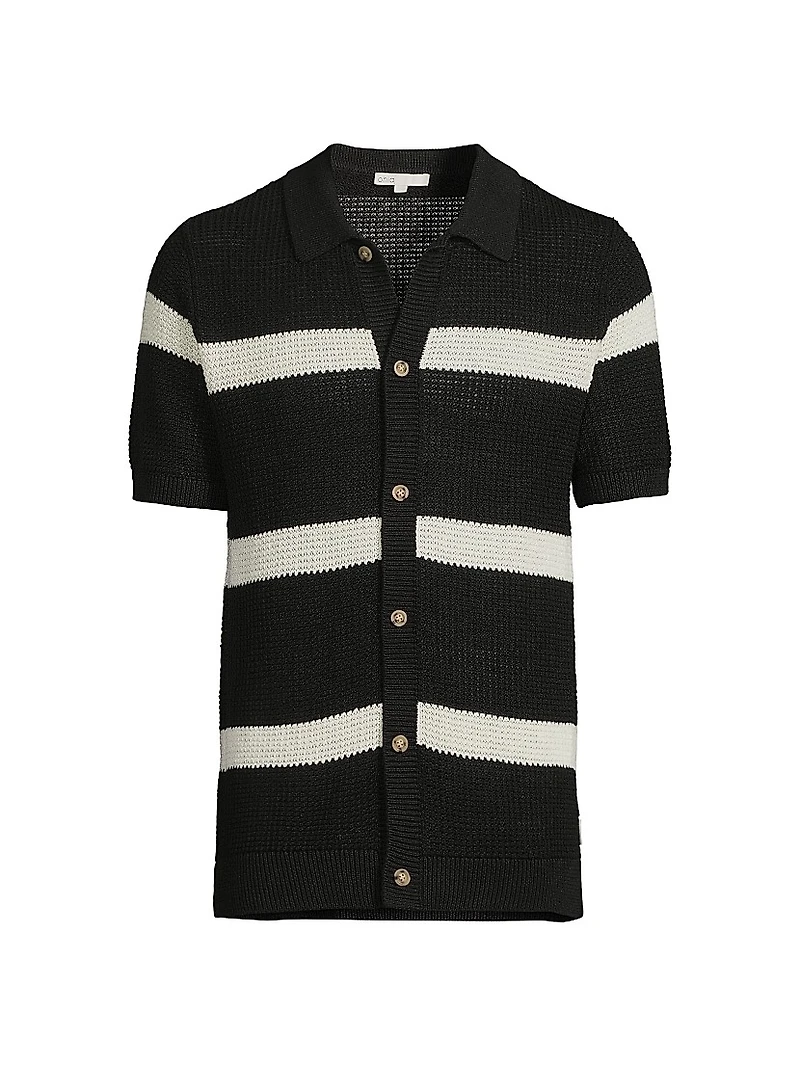 Linen Button-Front Sweater