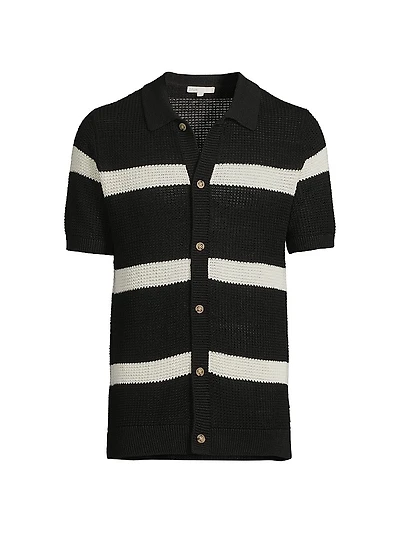 Linen Button-Front Sweater