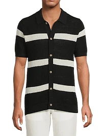 Linen Button-Front Sweater