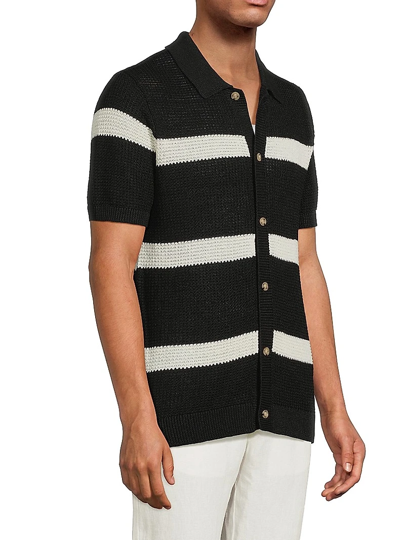Linen Button-Front Sweater