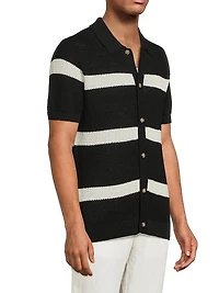 Linen Button-Front Sweater