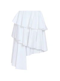 Spiral Asymmetrical Tiered Cotton Midi-Skirt