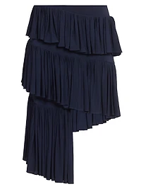 Spiral Tiered Ruffled Asymmetric Skirt