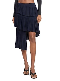 Spiral Tiered Ruffled Asymmetric Skirt