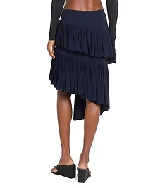 Spiral Tiered Ruffled Asymmetric Skirt