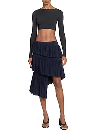 Spiral Tiered Ruffled Asymmetric Skirt