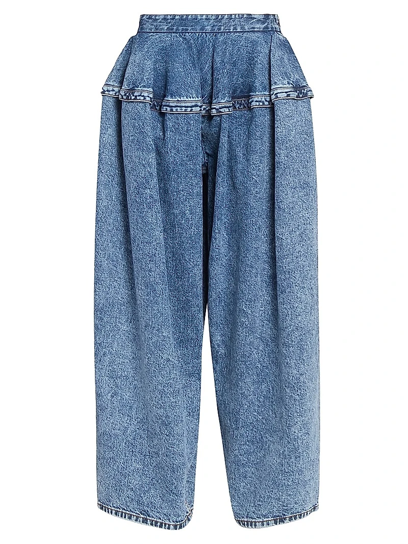 Baggy Peplum Waist Wide-Leg Jeans