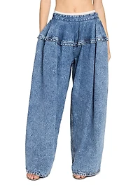 Baggy Peplum Waist Wide-Leg Jeans