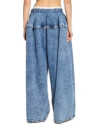 Baggy Peplum Waist Wide-Leg Jeans