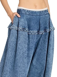 Baggy Peplum Waist Wide-Leg Jeans