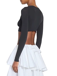 Stretch Knit Crewneck Crop Top