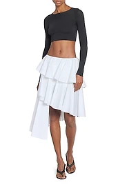 Stretch Knit Crewneck Crop Top