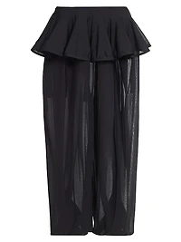 Sheer Crinoline Peplum-Waist Harem Pants