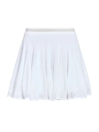 Sheer-Trim Pleated Fit & Flare Skater Miniskirt