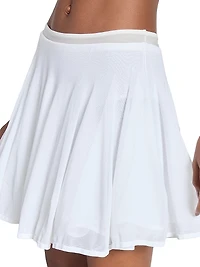 Sheer-Trim Pleated Fit & Flare Skater Miniskirt