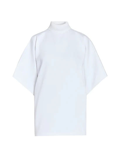 Cotton Mock Turtleneck Short-Sleeve Tunic Top