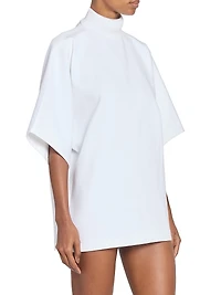 Cotton Mock Turtleneck Short-Sleeve Tunic Top