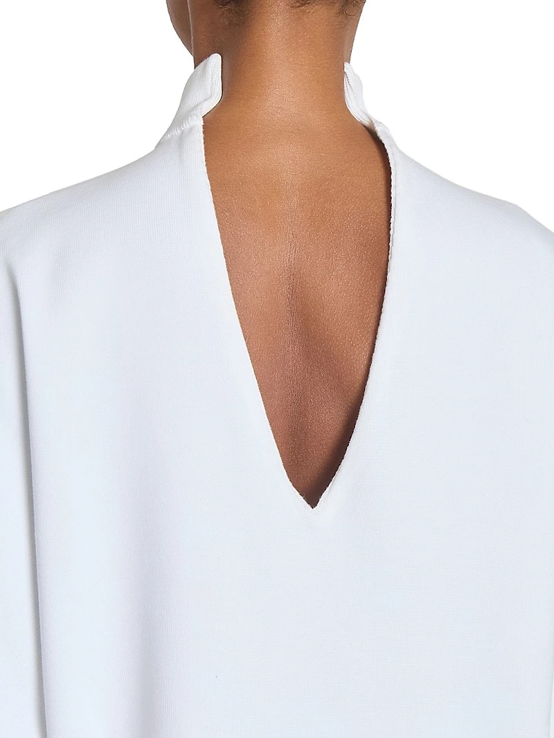 Cotton Mock Turtleneck Short-Sleeve Tunic Top