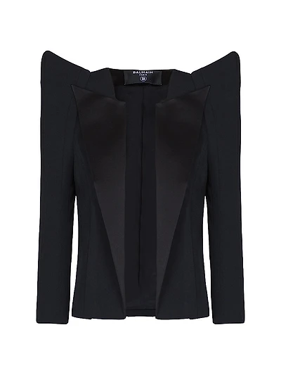 Spencer Satin Lapel Open-Front Jacket