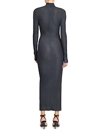 Graphic Body-Con Turtleneck Maxi Dress