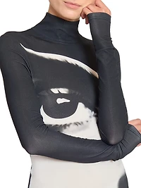 Graphic Body-Con Turtleneck Maxi Dress