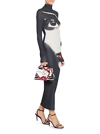 Graphic Body-Con Turtleneck Maxi Dress