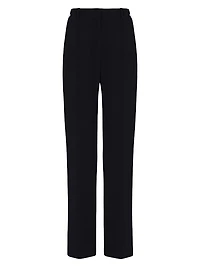 Cotton-Blend Crepe Tailored Straight-Leg Pants