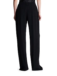 Cotton-Blend Crepe Tailored Straight-Leg Pants