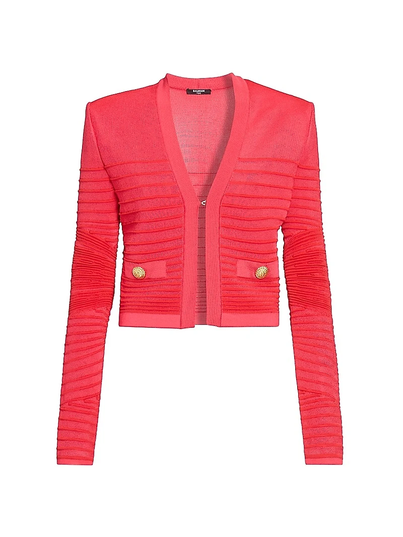 Textured Rib-Knit Cardigan