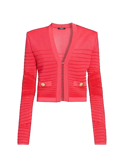 Textured Rib-Knit Cardigan
