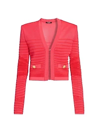 Textured Rib-Knit Cardigan