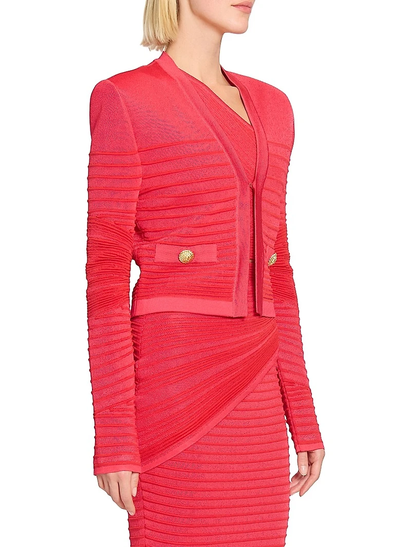 Textured Rib-Knit Cardigan
