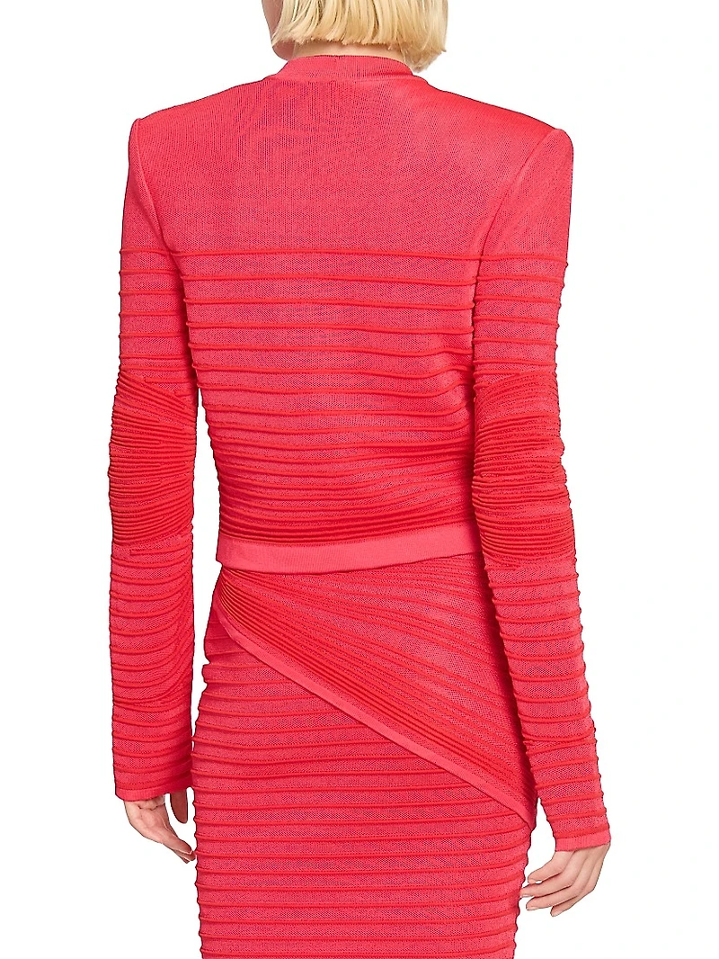 Textured Rib-Knit Cardigan