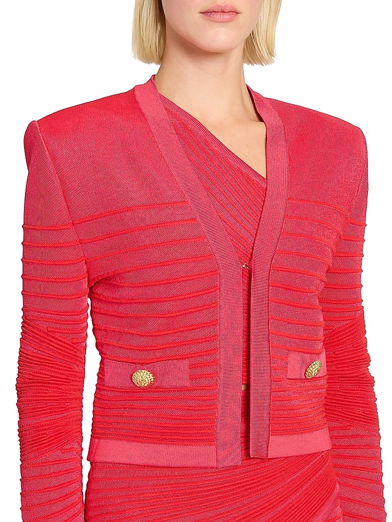 Textured Rib-Knit Cardigan