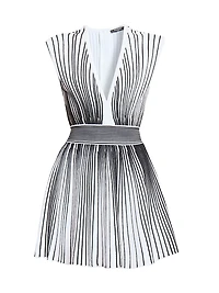 Rib-Knit Striped A-Line Minidress