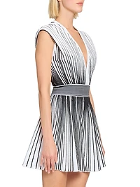 Rib-Knit Striped A-Line Minidress
