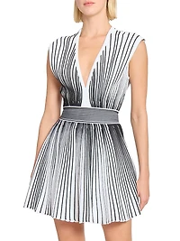 Rib-Knit Striped A-Line Minidress