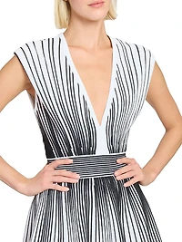 Rib-Knit Striped A-Line Minidress