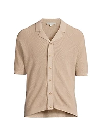 Linen-Cotton Knit Camp Shirt