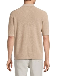 Linen-Cotton Knit Camp Shirt