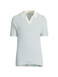 Textured Cotton Johnny Collar Polo Shirt