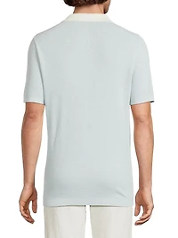 Textured Cotton Johnny Collar Polo Shirt