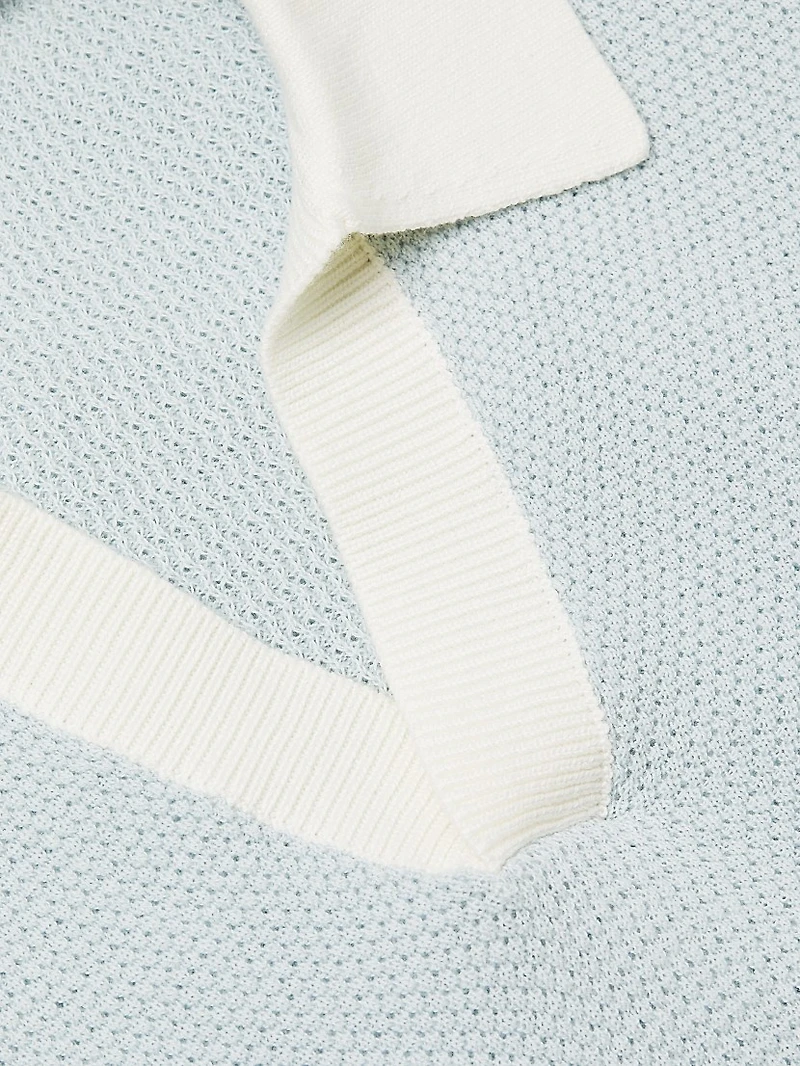 Textured Cotton Johnny Collar Polo Shirt