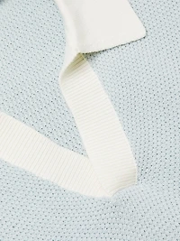 Textured Cotton Johnny Collar Polo Shirt