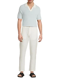 Textured Cotton Johnny Collar Polo Shirt