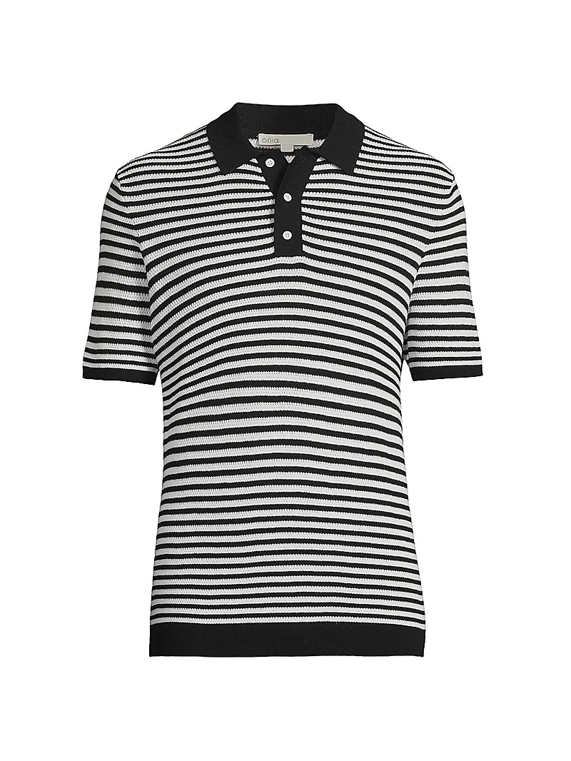 Textured Cotton Knit Polo Shirt