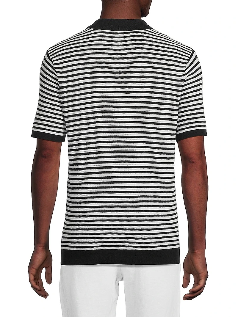Textured Cotton Knit Polo Shirt
