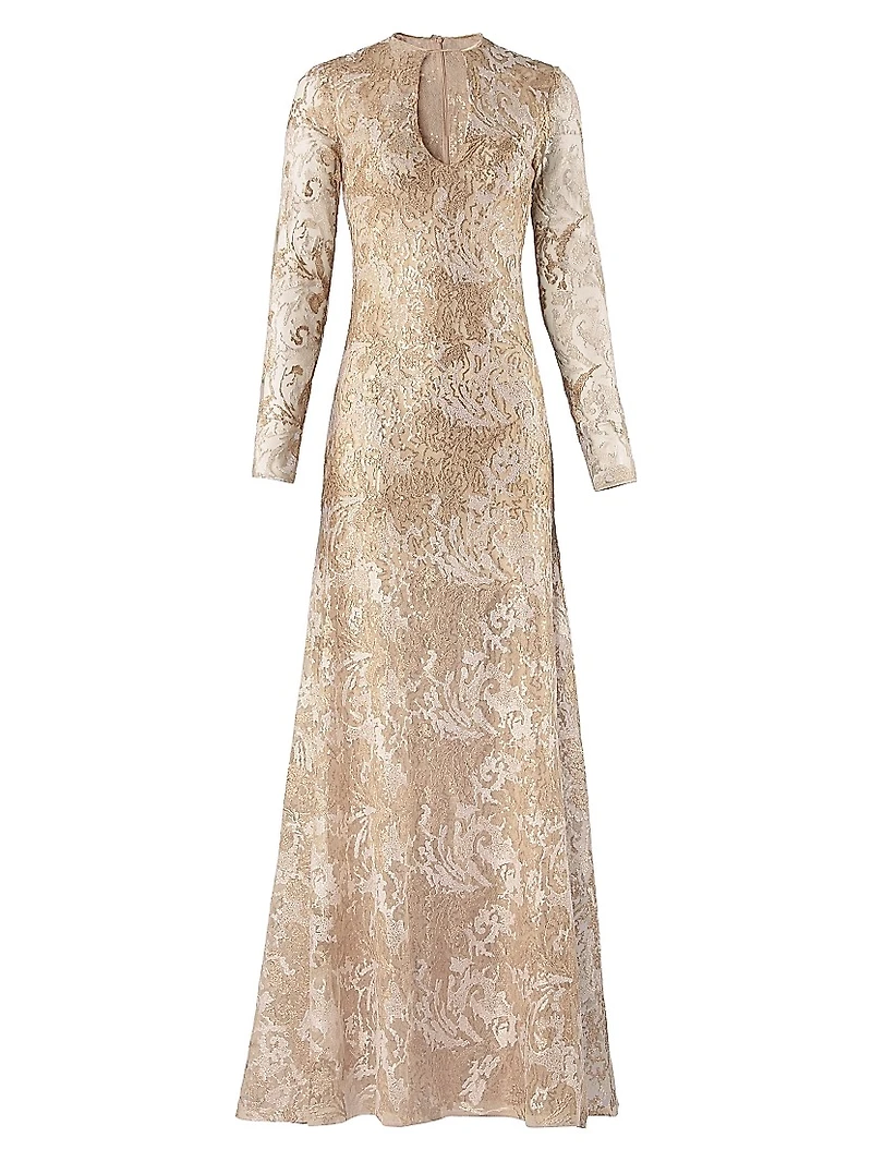 Nila Metallic Lace A-Line Gown